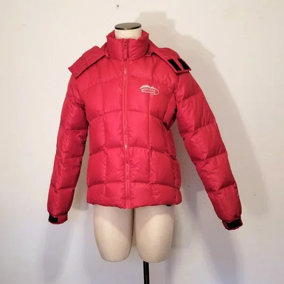 DOWN Jacket RED Montana Mountaineering HOOD Small - Picture 15 of 15